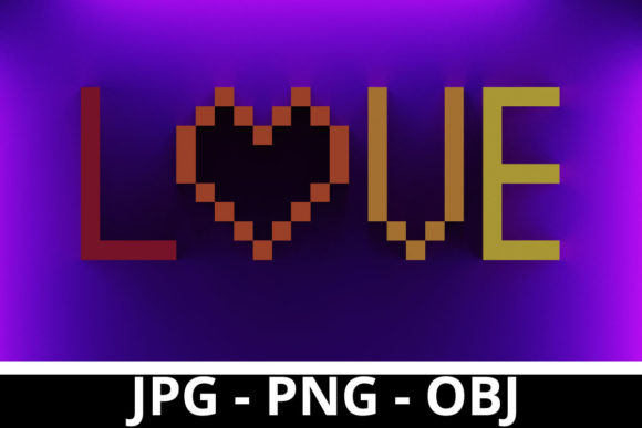 3d Rendering Voxel Art Love: A Pixelated Heart for Modern Design